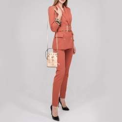 Pre Owned Fendi Peach Leather Mini Mon Tresor Drawstring Bucket Bag