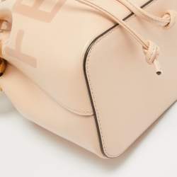 Pre Owned Fendi Peach Leather Mini Mon Tresor Drawstring Bucket Bag