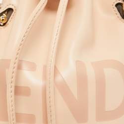 Pre Owned Fendi Peach Leather Mini Mon Tresor Drawstring Bucket Bag