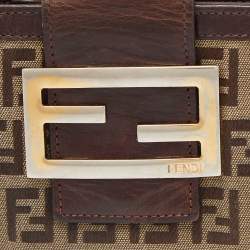 Fendi Beige/Brown Zuchino Canvas and Leather Forever Flap Wallet