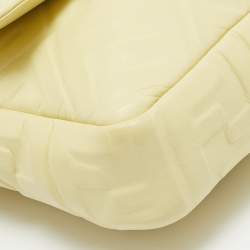 مملوكة مسبقًا Fendi Yellow Zucca Embossed Leather Large Baguette Bag