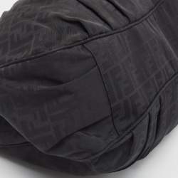 Pre Owned Fendi Black Zucca Fabric and Patent Leather Large Mia Hobo
