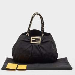 Pre Owned Fendi Black Zucca Fabric and Patent Leather Large Mia Hobo