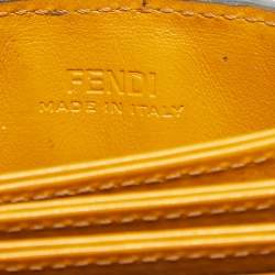 Pre Owned Fendi Tobacco/Yellow Zucca Embossed Leather FF Flap Wallet