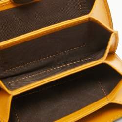 Pre Owned Fendi Tobacco/Yellow Zucca Embossed Leather FF Flap Wallet