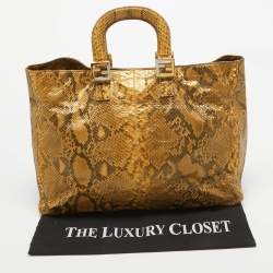 Pre Owned Fendi Cream/Black Python Twins Tote