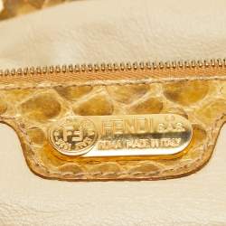 Pre Owned Fendi Cream/Black Python Twins Tote