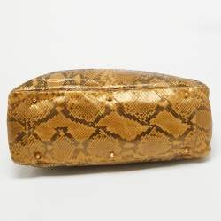 Pre Owned Fendi Cream/Black Python Twins Tote