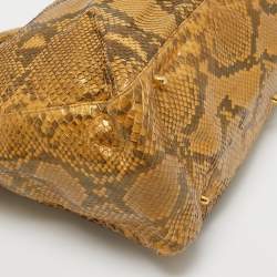 Pre Owned Fendi Cream/Black Python Twins Tote