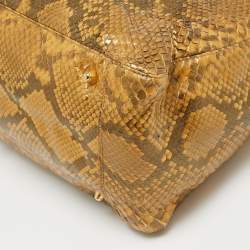 Pre Owned Fendi Cream/Black Python Twins Tote