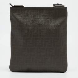Fendi Green Zucca Spalmati Canvas Messenger Bag