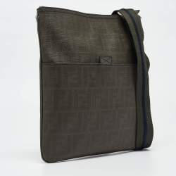 Fendi Green Zucca Spalmati Canvas Messenger Bag