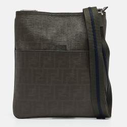 Fendi Green Zucca Spalmati Canvas Messenger Bag