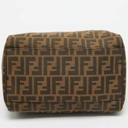Pre Owned Fendi Tobacco Zucca Canvas and Leather Boston Bag