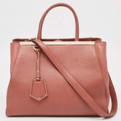 Pre Owned Fendi Punch Pink Leather Medium 2Jours Tote
