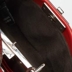 Pre Owned Fendi Red Leather Micro Peekaboo Crossbody Bag