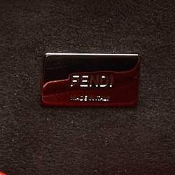 Pre Owned Fendi Red Leather Micro Peekaboo Crossbody Bag