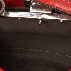 Pre Owned Fendi Red Leather Micro Peekaboo Crossbody Bag