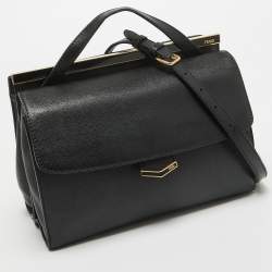 Pre Owned Fendi Black Leather Small Demi Jour Top Handle Bag