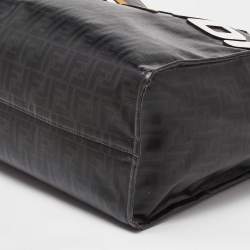 Pre Owned Fendi x Fila Black Zucca Coated Canvas Mania Shopping Tote