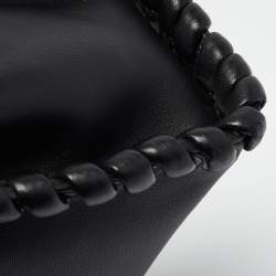 Pre Owned Fendi Black Leather Mini Whipstitched Peekaboo Top Handle Bag