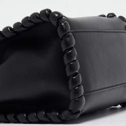 Pre Owned Fendi Black Leather Mini Whipstitched Peekaboo Top Handle Bag