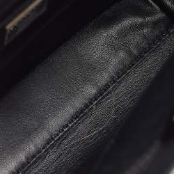 Pre Owned Fendi Black Leather Mini Whipstitched Peekaboo Top Handle Bag