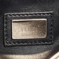 Pre Owned Fendi Black Leather Mini Whipstitched Peekaboo Top Handle Bag