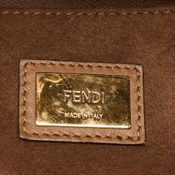 Fendi Brown Leather Large Whipstitch Peekaboo Top Handle Bag