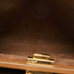 Fendi Brown Leather Large Whipstitch Peekaboo Top Handle Bag