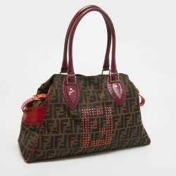 Pre Owned Fendi Multicolor Zucca Canvas and Leather Medium Chef De Jour Bag