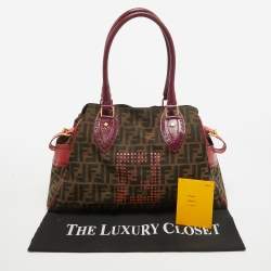 Pre Owned Fendi Multicolor Zucca Canvas and Leather Medium Chef De Jour Bag