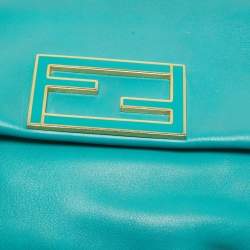 Fendi Green Leather Fendista Chain Clutch