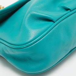 Fendi Green Leather Fendista Chain Clutch