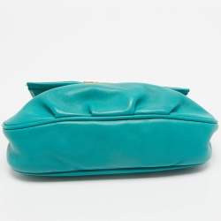 Fendi Green Leather Fendista Chain Clutch