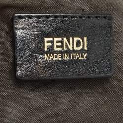 Pre Owned Fendi Black Zucca Fabric and Patent Leather Mia Hobo