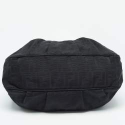 Pre Owned Fendi Black Zucca Fabric and Patent Leather Mia Hobo