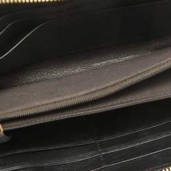 Fendi Black Leather Logo Zip Around Continental Wallet