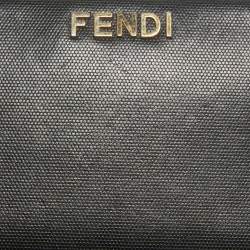 Fendi Black Leather Logo Zip Around Continental Wallet