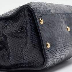 Pre Owned Fendi Blue Shine Python Regular Peekaboo Top Handle Bag
