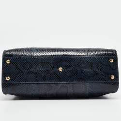 Pre Owned Fendi Blue Shine Python Regular Peekaboo Top Handle Bag