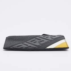 Fendi Black Zucca Embossed Leather Zip Card Holder