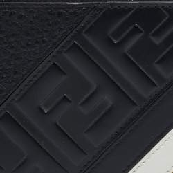 Fendi Black Zucca Embossed Leather Zip Card Holder