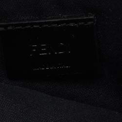 Fendi Black Zucca Embossed Leather Zip Card Holder