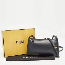 Pre Owned Fendi Black Leather Pochette Crossbody Bag