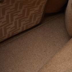 Pre Owned Fendi Beige/Brown Zucca Wool and Leather Medium FF Peekaboo X Tote