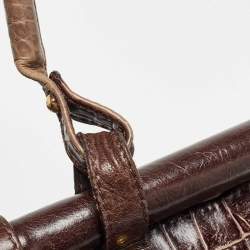 Pre Owned Fendi Choco Brown Crocodile and Leather Magic Top Handle Bag