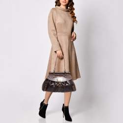 Pre Owned Fendi Choco Brown Crocodile and Leather Magic Top Handle Bag