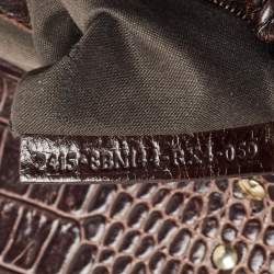 Pre Owned Fendi Choco Brown Crocodile and Leather Magic Top Handle Bag