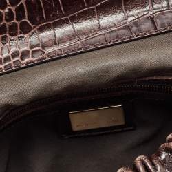 Pre Owned Fendi Choco Brown Crocodile and Leather Magic Top Handle Bag
